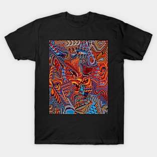 Dragons in Fire Abstract Pattern T-Shirt